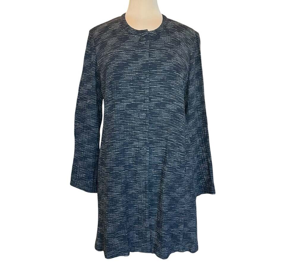 NWT $358 Eileen Fisher Artisanal Cotton Doubleweave Jacket Coat Size Large Black